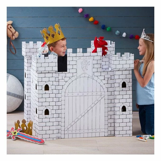 Outlet 🎉 Hobbycraft Colour-In Cardboard Castle Playhouse 91cm ⭐ 1 Outlet 🎉 Hobbycraft Colour-In Cardboard Castle Playhouse 91cm ⭐