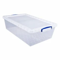 Discount 👍 Really Useful Products Really Useful Clear Underbed Plastic Storage Box 43 Litres ✔️